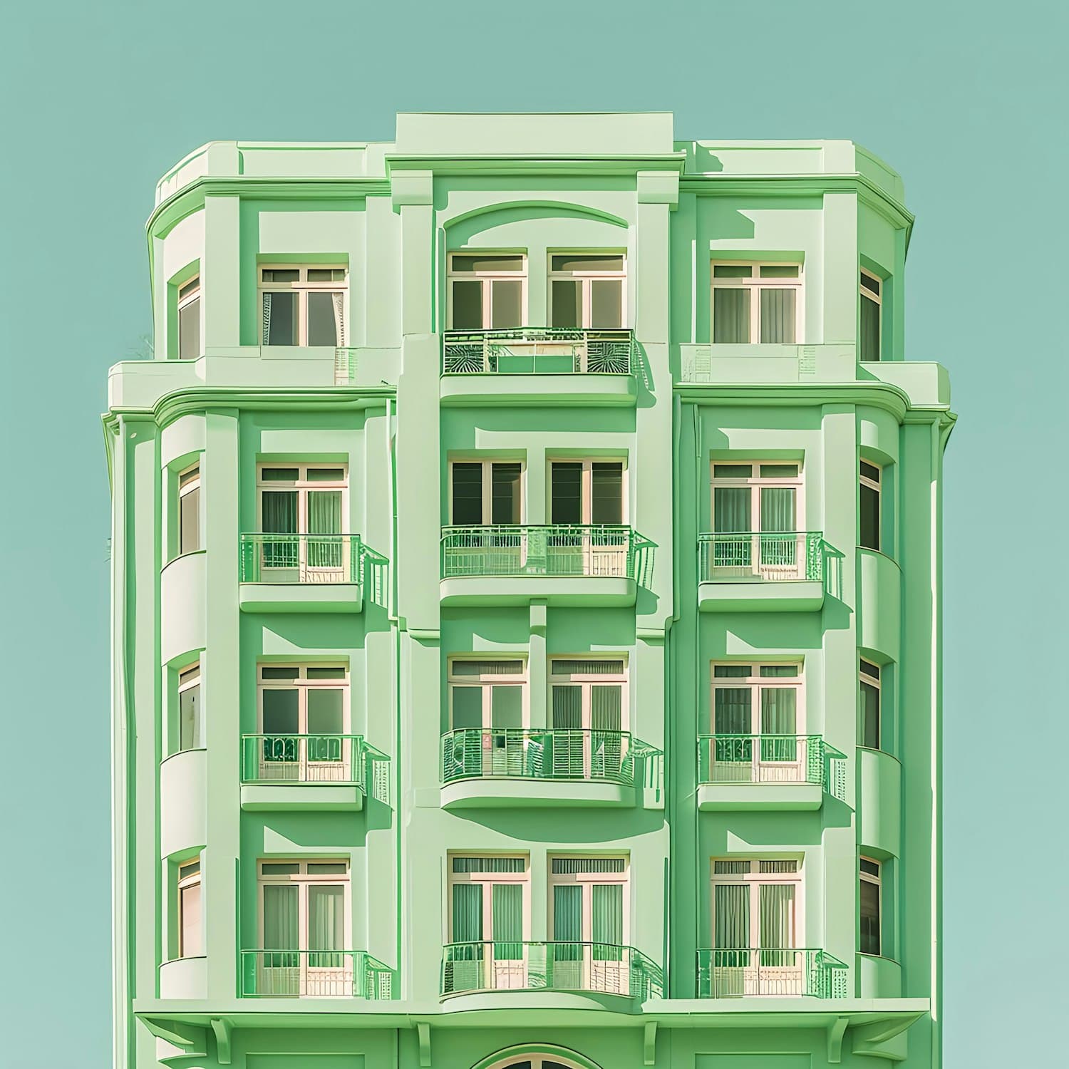 Mint green facade of The Linden by Greenfold Homes